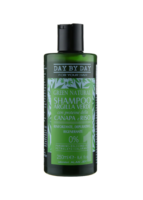 Шампунь з зеленою глиною, протеїнами коноплі й рису Alan Jey Green Argilla Della Canapa E Riso Shampoo 250 мл