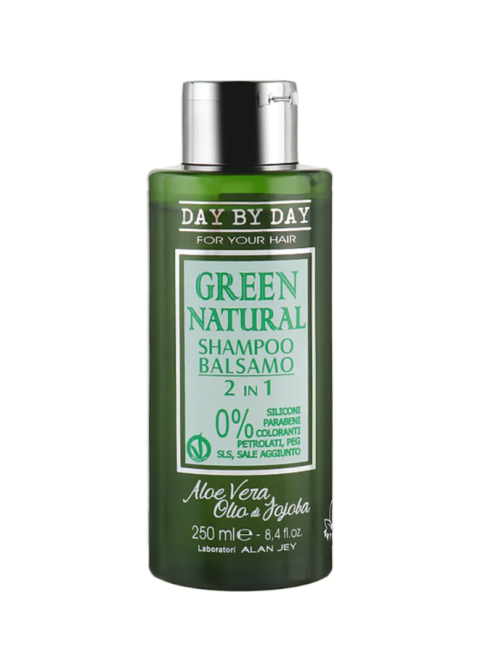Шампунь-бальзам 2в1 з олією жожоба та алое вера Alan Jey Green Natural Shampoo-Balsam 250 мл