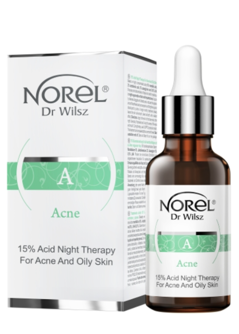 Нічний засіб для регенерації шкіри з акне Norel 15% Acid Night Theraphy for Acne 30 мл