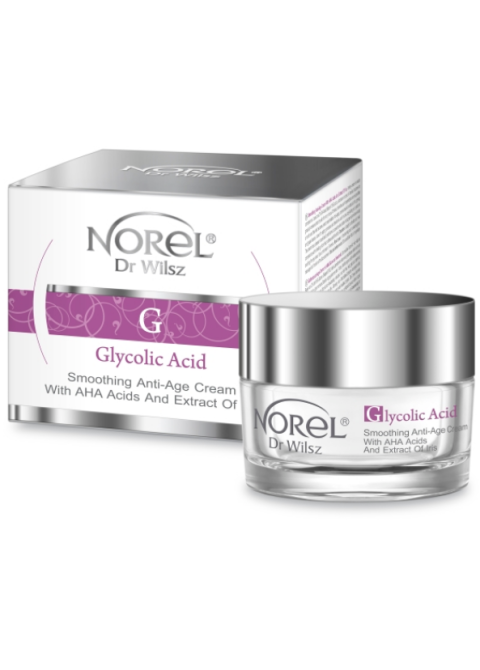 Оксамитовий крем для зрілої шкіри на основі 2% кислот AHA і Skinperf LWG Norel Glicolic Acid Smoothing Anti-Wrinkle Cream 50 мл