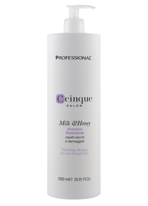 Поживний шампунь для сухого та пошкодженого волосся - Professional C Cinque Salon Milk & Honey Nourishing Shampoo 1000 мл