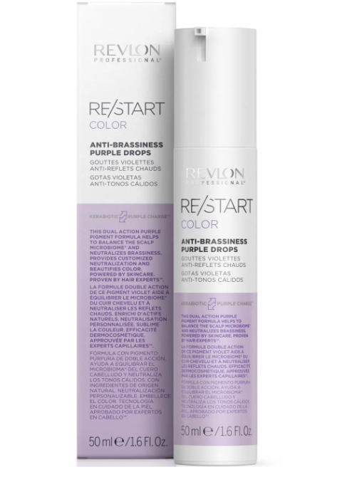 Сироватка для фарбованого волосся з фіолетовим пігментом Revlon Professional Restart Color Anti-Brassiness Purple Drops 50 мл