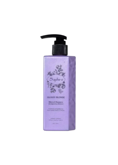 Шампунь для нейтралізації жовтизни Saphira Glossy Blonde Mineral Shampoo
