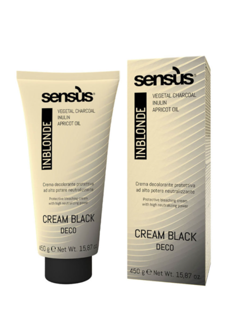 Чорний освітлюючий крем з Рослинним вугіллям 7 тонів Sensus Vegan Cream Plus Deco InBlonde Black 450 гр