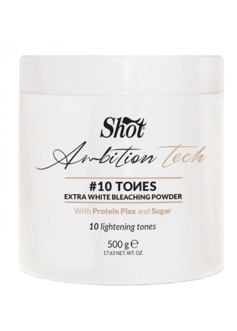 Екстра білий знебарвлюючий порошок для волосся на 10 тонів Shot Ambition Tech Extra White Bleaching Color 500 гр