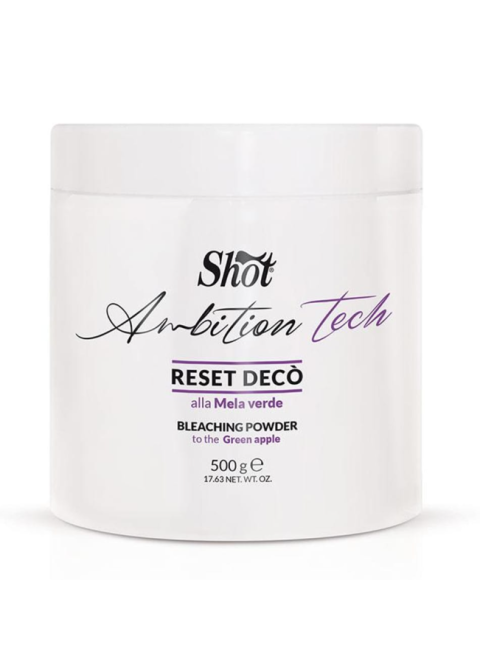 Пудра для освітлення волосся Зелене яблуко Shot Ambition Tech Reset Deco Bleaching Powder 500 гр